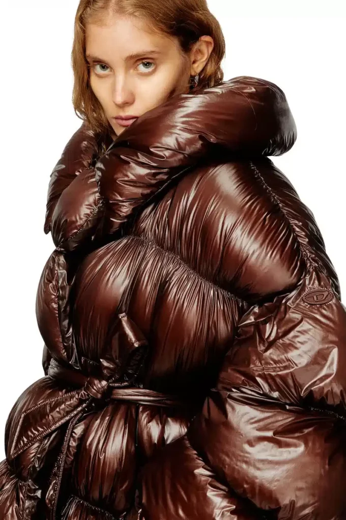w-inona Short quilted down coat with belt