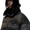 w-johns Puffer jacket in dirt-effect camo denim