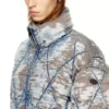 w-kons Padded jacket in argyle-quilted devoré denim