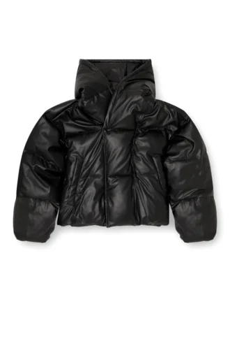 w-myley Hooded puffer jacket in coated fabric