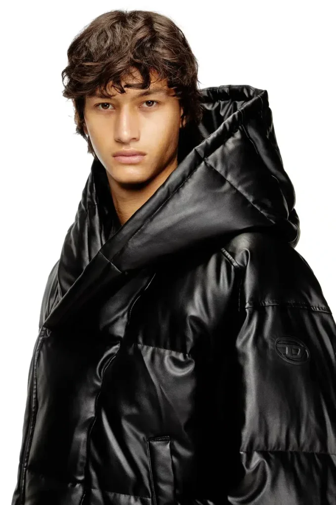 w-myley Hooded puffer jacket in coated fabric