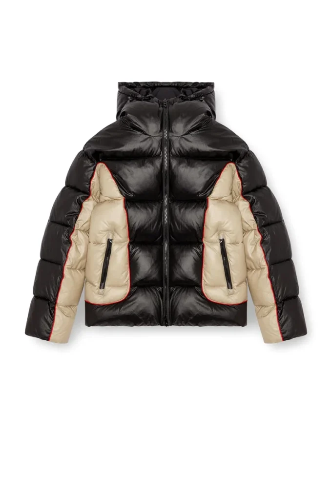 w-ostend Hooded puffer jacket in shiny ripstop