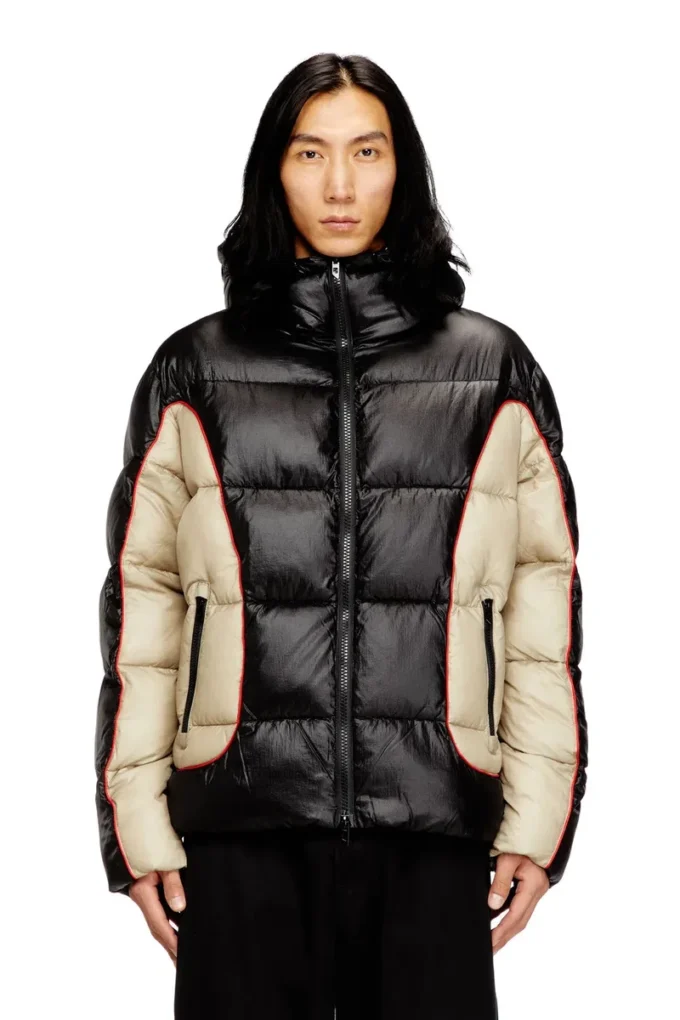 w-ostend Hooded puffer jacket in shiny ripstop