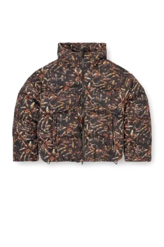 w-spider Hooded puffer jacket with spider print