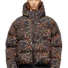 w-spider Hooded puffer jacket with spider print